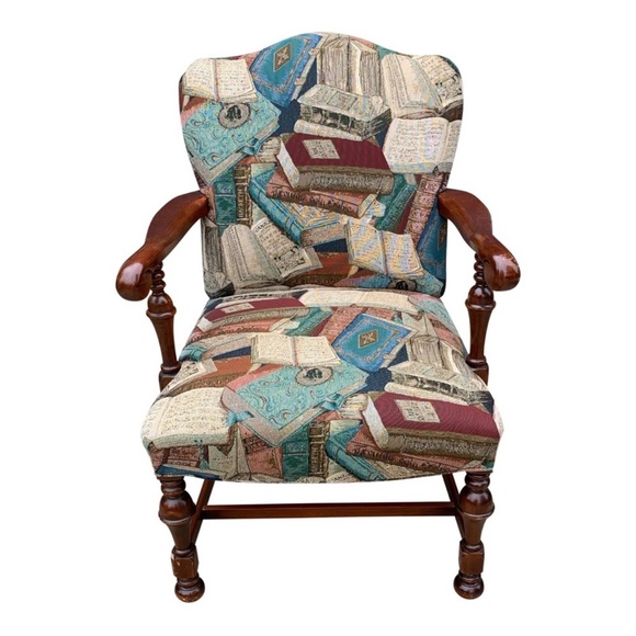 Classic Books & Inkwell Themed Tapestry Upholstery Fabric Thick Textured Library - Picture 12 of 13